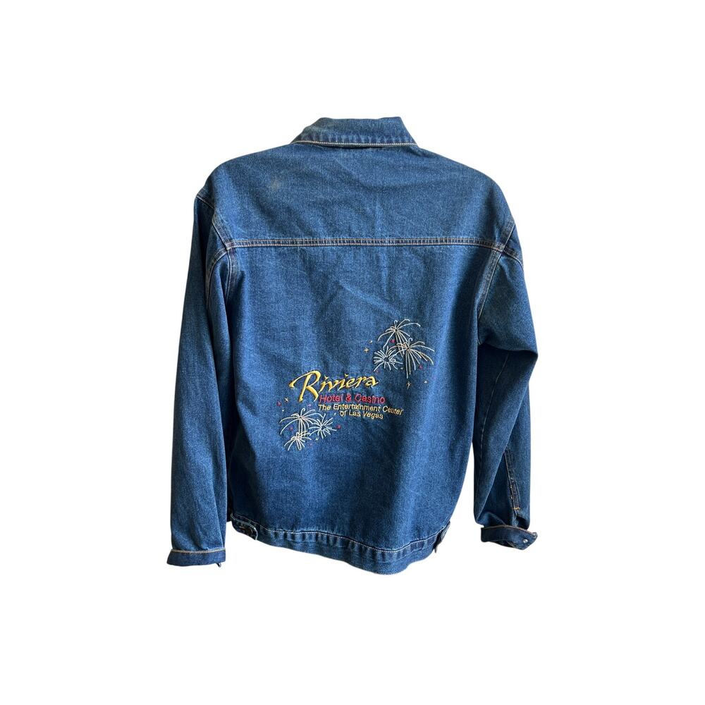 🧥 Riviera Men’s M Blue Denim Trucker Jacket 90s Y2K Workwear Western - Picture 3 of 4
